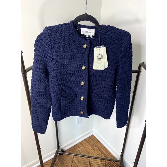 Ba&sh Gilet Gaspard Cardigan Jacket Navy Blue size XS - Picture 4 of 8